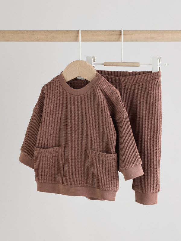 Chocolate Brown 100% Cotton Top and Joggers Baby 2 Piece Se (0mths-2yrs)