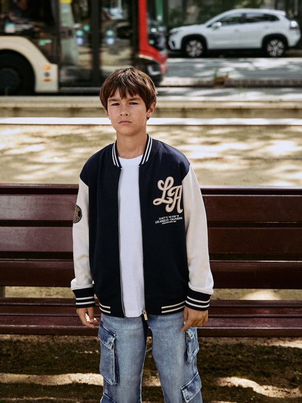 Navy Graphic Print Bomber Jacket (3-16yrs)