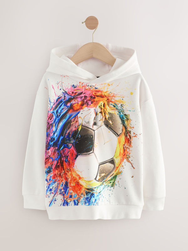 White Older Boys Graphic Print Cross-Over Hoodie (3-16yrs)
