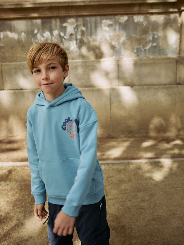 Teal Blue Cool Vibes Older Boys Graphic Print Hoodie (3-16yrs)
