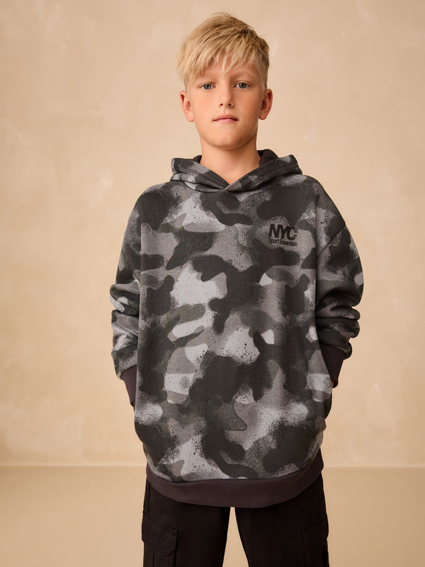 Mono Camo Older Boys Graphic Print Hoodie (3-16yrs)