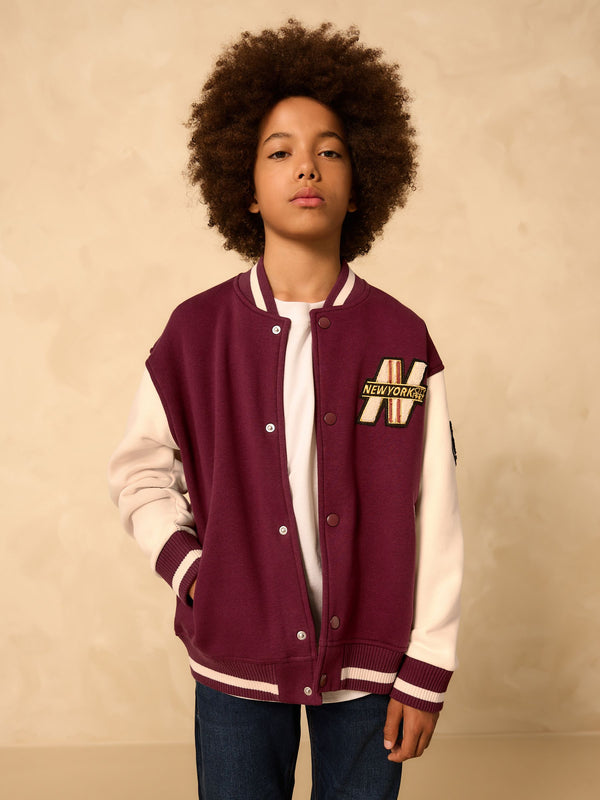 Berry Red Graphic Print Bomber Jacket (3-16yrs)
