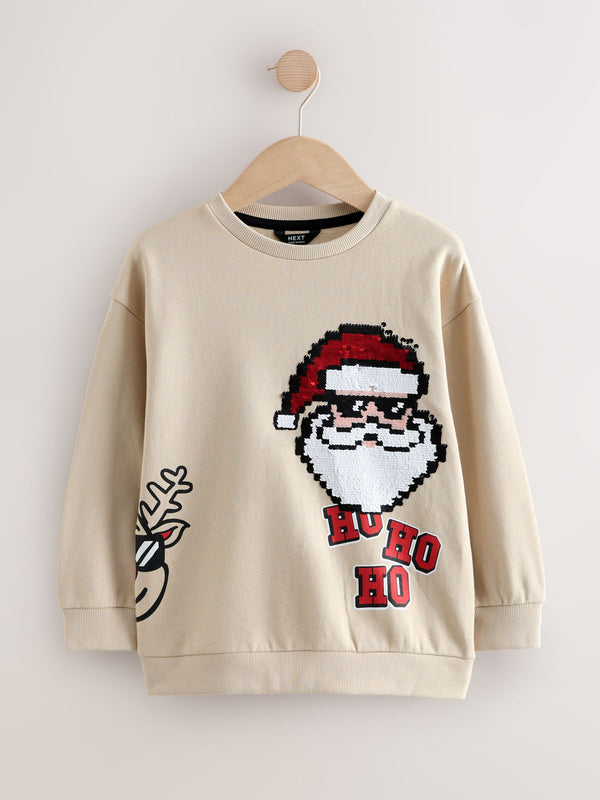 Beige Christmas Crew Sweatshirt (3-16yrs)