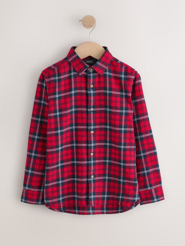 Red Tartan Long Sleeve Cotton Check Shirt (3-16yrs)