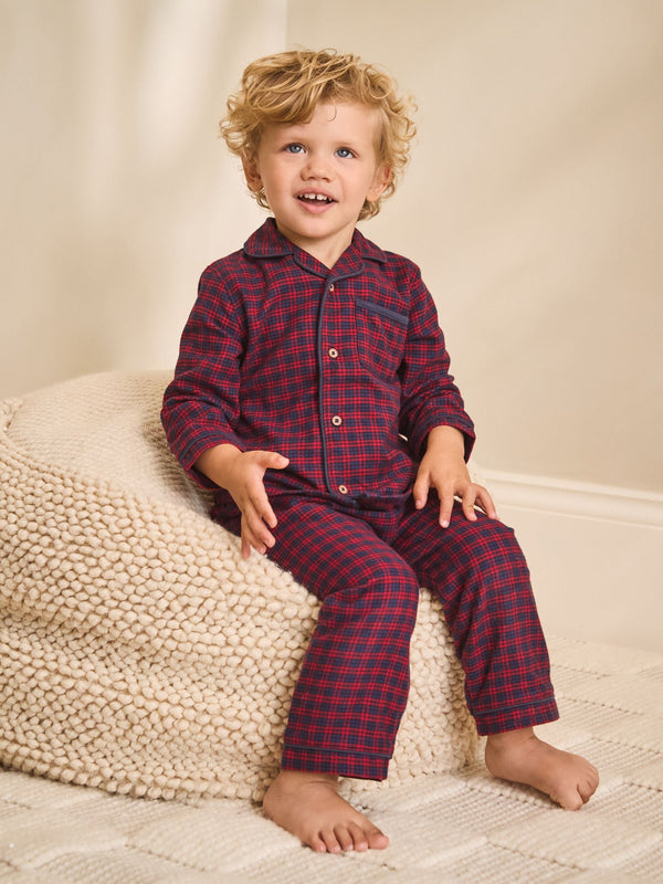 Red/Navy Check Button Down Pyjamas (9mths-10yrs)