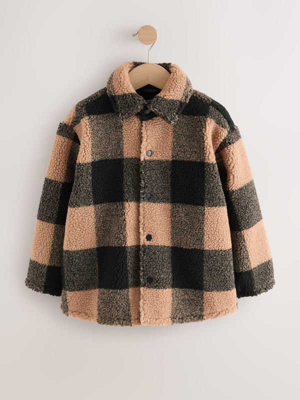 Black/Tan Buffalo Borg Fleece Check Shacket (3-16yrs)