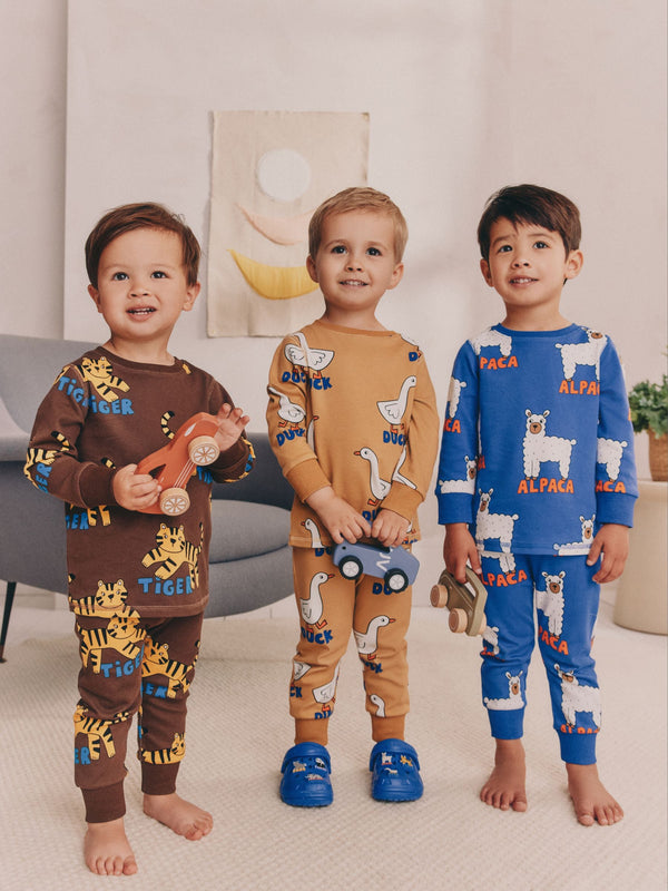 Blue/Brown Animal Snuggle Pyjamas 3 Pack (9mths-8yrs)