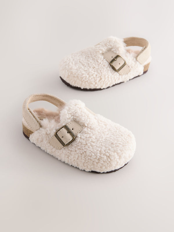 Neutral Borg Leather Clogs