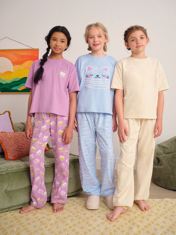 Blue/Pink Cataroon Jogger Pyjamas 3 Pack (3-16yrs)