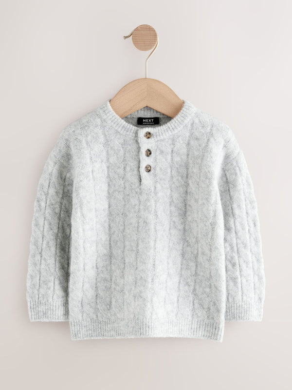 Grey Knitted Henley Jumper (3mths-7yrs)