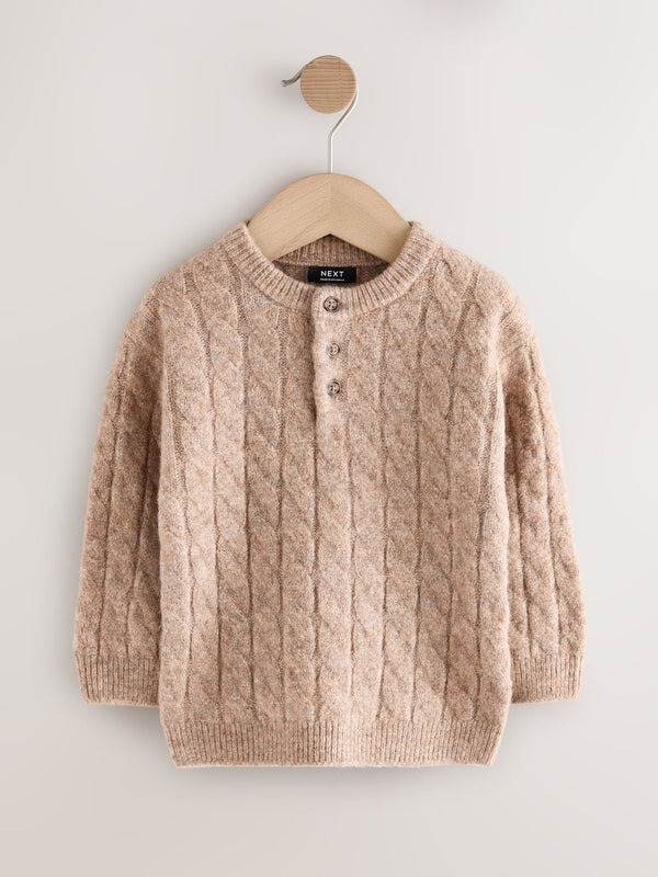 Neutral Knitted Henley Jumper (3mths-7yrs)