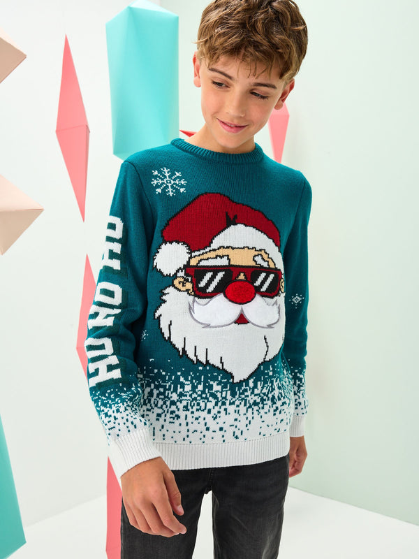 Green Santa Christmas Jumper (3-16yrs)