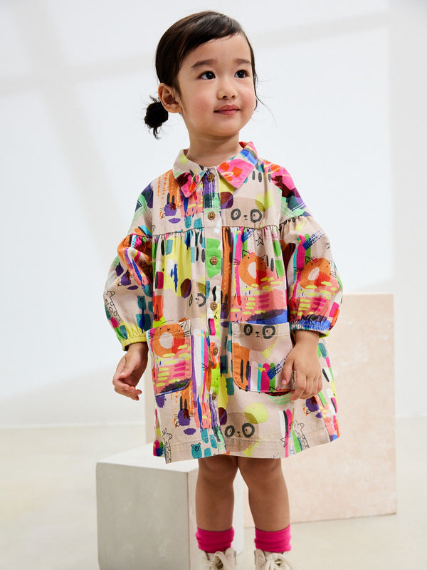 Multi Print Cotton Shirt Dress (3mths-8yrs)