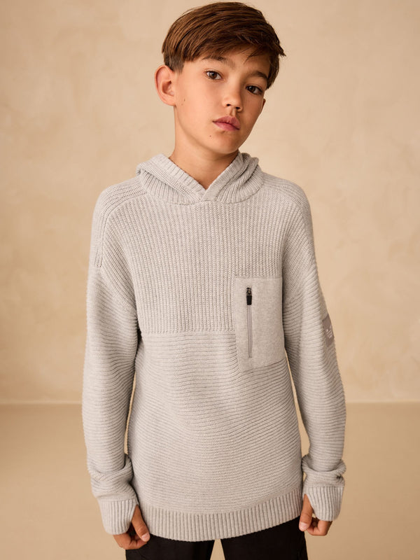 Grey Utility Knitted Hoodie (3-16yrs)