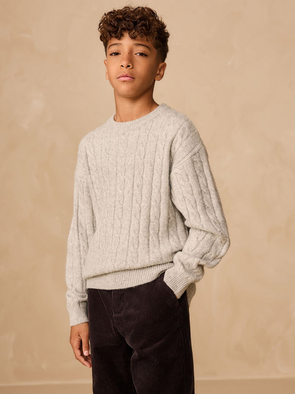 Grey Cable Knit Crew Neck Jumper (3-16yrs)