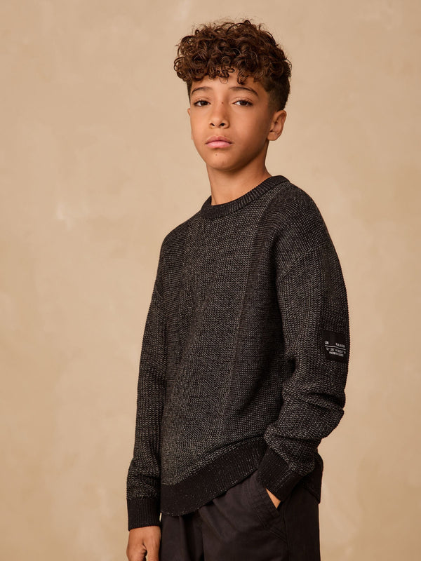 Black Utility Knitted Crew Neck Jumper (3-16yrs)
