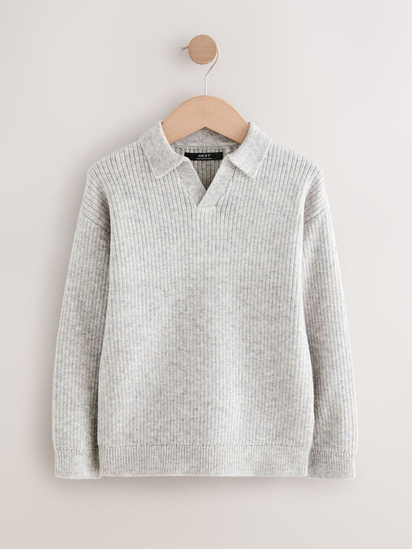 Grey Trophy Neck Knitted Jumper (3-16yrs)