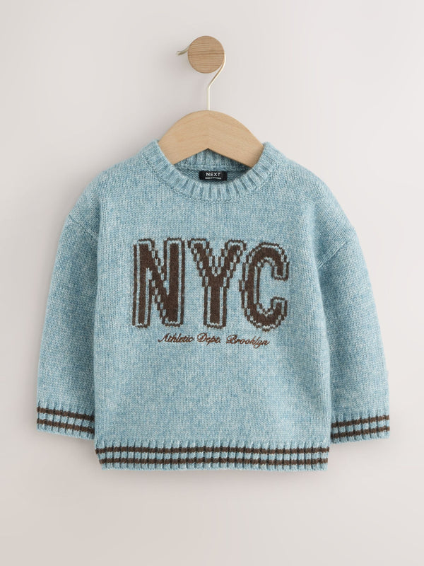 Blue NYC Knitted Jumper (3mths-7yrs)