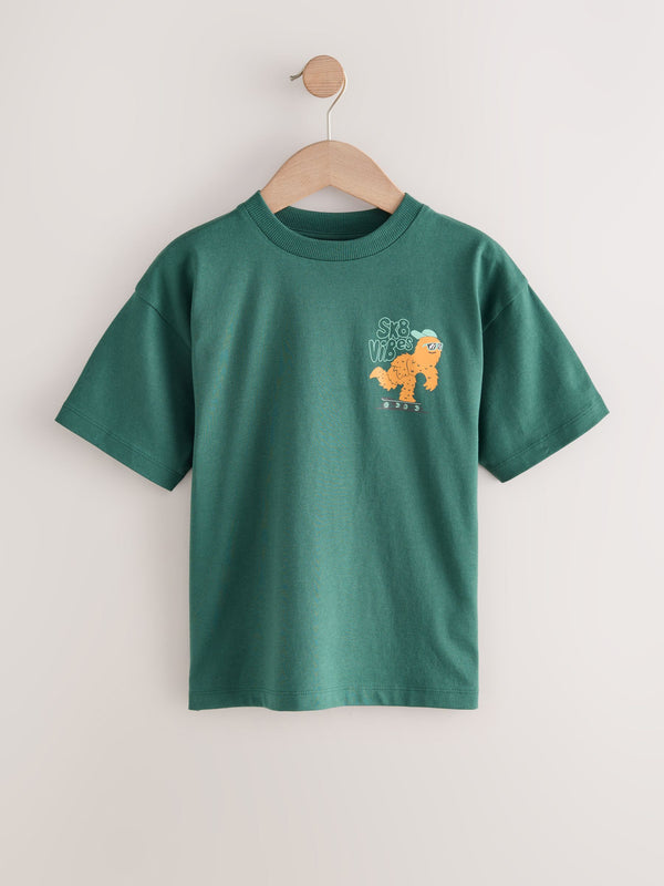Green Skate Monster Relaxed Fit Short Sleeve Graphic Print T-Shirt (3-16yrs)