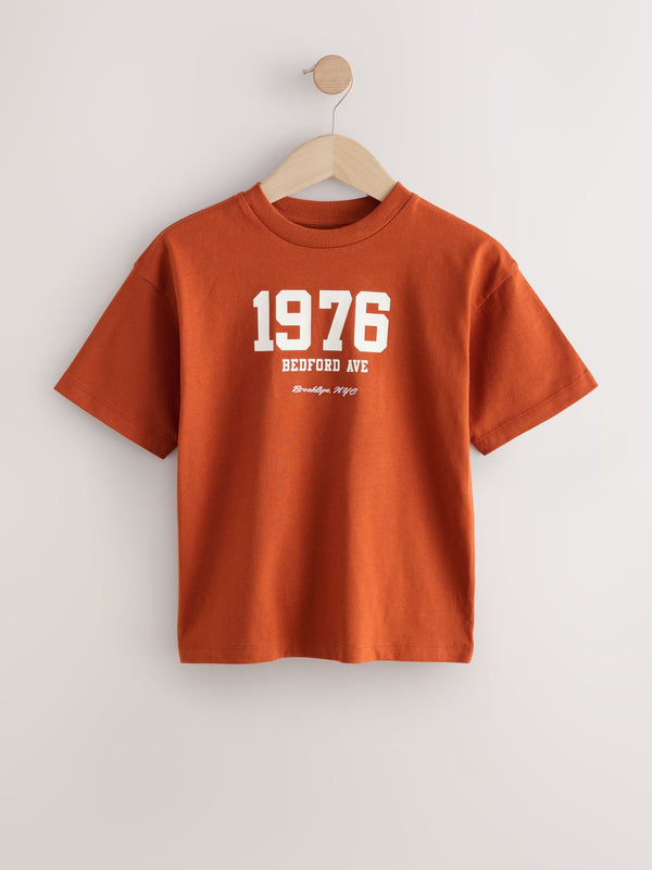 Rust Varsity Relaxed Fit Short Sleeve Graphic Print T-Shirt (3-16yrs)