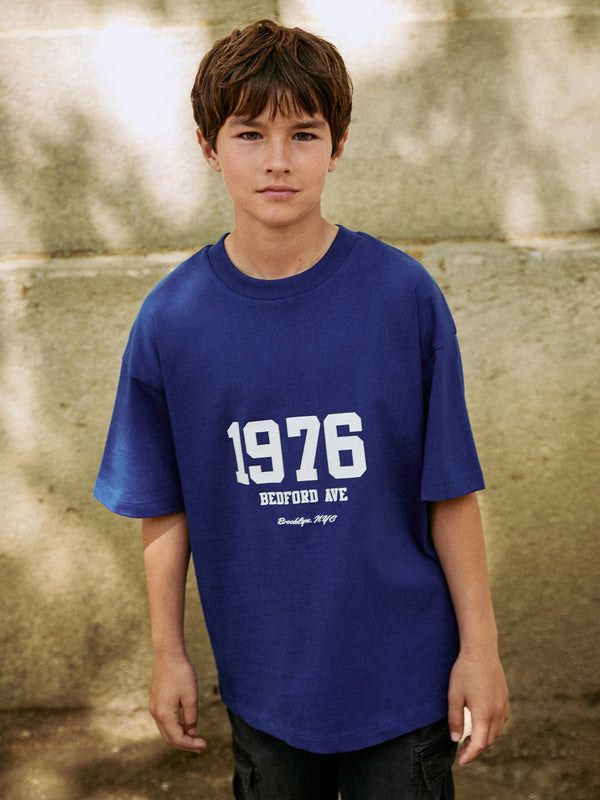 Cobalt Blue Varsity Relaxed Fit Short Sleeve Graphic Print T-Shirt (3-16yrs)