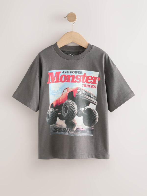 Charcoal Grey Truck Regular Fit Short Sleeve Graphic T-Shirt (3-16yrs)