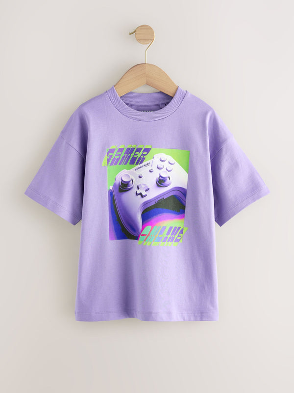 Purple Controller Relaxed Fit Short Sleeve Graphic Print T-Shirt (3-16yrs)