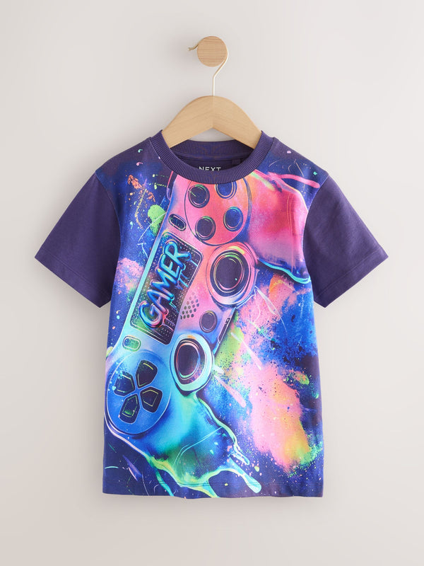 Purple Controller Regular Fit Short Sleeve All-Over Print T-Shirt (3-16yrs)