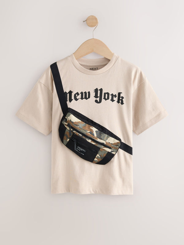 Stone/Camo Bag Pocket Short Sleeve T-Shirt (3-16yrs)