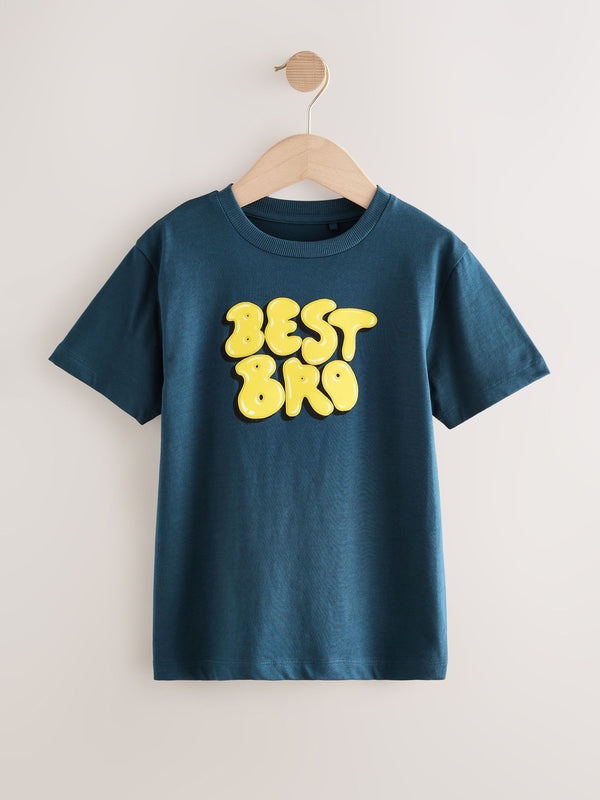 Blue Best Bro Regular Fit Short Sleeve Graphic T-Shirt (3-16yrs)