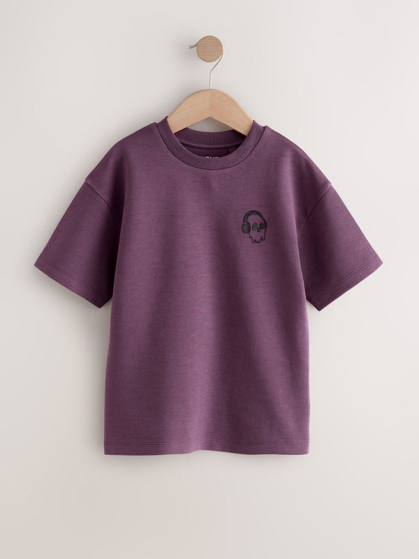 Purple Skull Graphic Print Heavyweight Short Sleeve T-Shirt (3-16yrs)