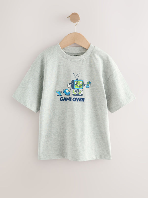 Grey Marl Character Relaxed Fit Short Sleeve Graphic Print T-Shirt (3-16yrs)