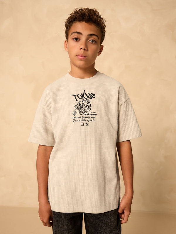 Stone Tiger Graphic Textured Short Sleeve T-Shirt (3-16yrs)
