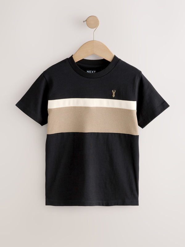 Black/Neutral Colourblock Short Sleeve T-Shirt (3-16yrs)