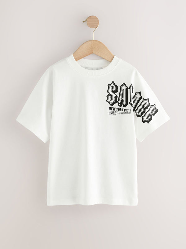 White Savage Back Print Relaxed Fit Short Sleeve Graphic Print T-Shirt (3-16yrs)