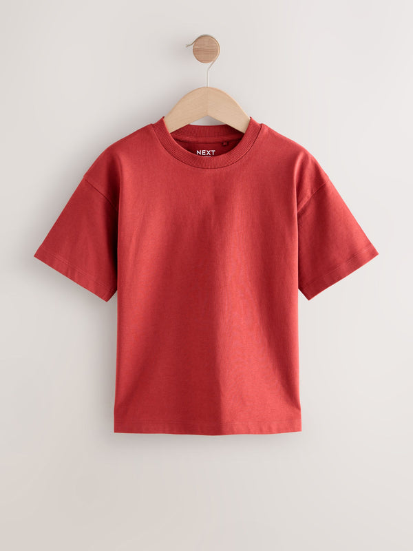 Rust Red Cosy Relaxed Fit Short Sleeve 100% Cotton T-Shirt (3-17yrs)
