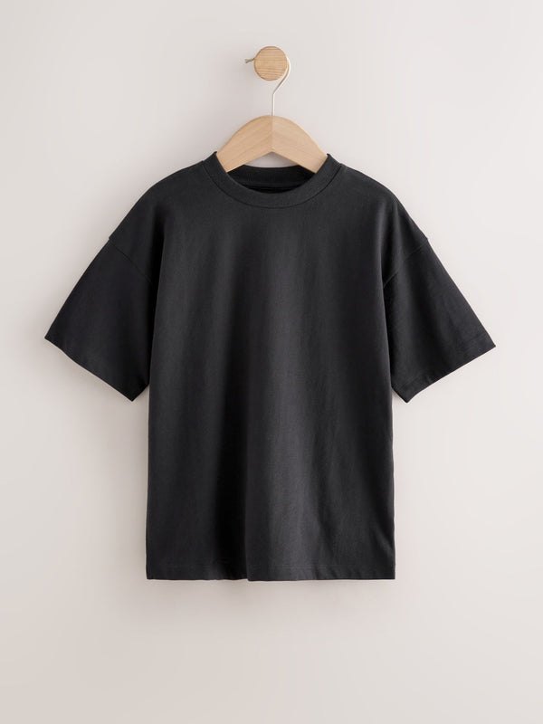 Black Cosy Relaxed Fit Short Sleeve 100% Cotton T-Shirt (3-17yrs)