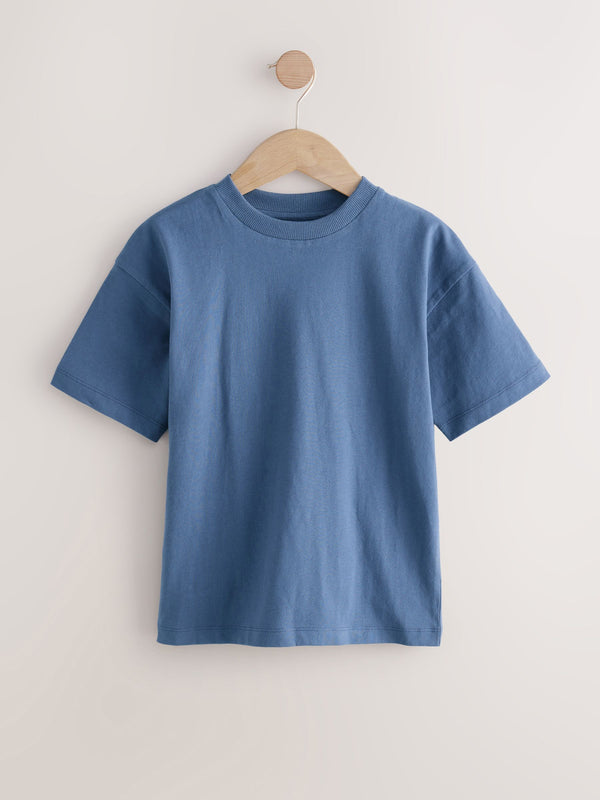 Mid Blue Cosy Relaxed Fit Short Sleeve 100% Cotton T-Shirt (3-17yrs)