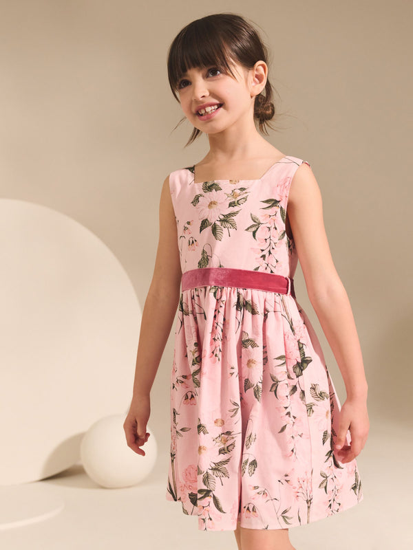 Pink Floral Print Prom Dress (3-12yrs)