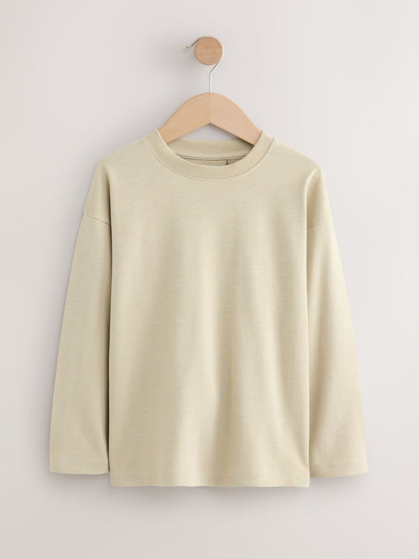 Stone Relaxed Fit Long Sleeve Cosy T-Shirt (3-16yrs)