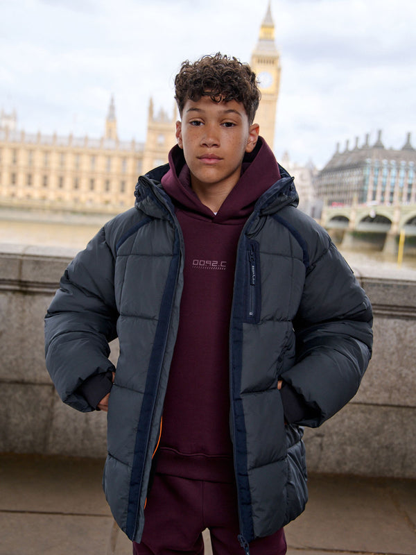 Charcoal Grey Shower Resistant Padded Coat (3-16yrs)