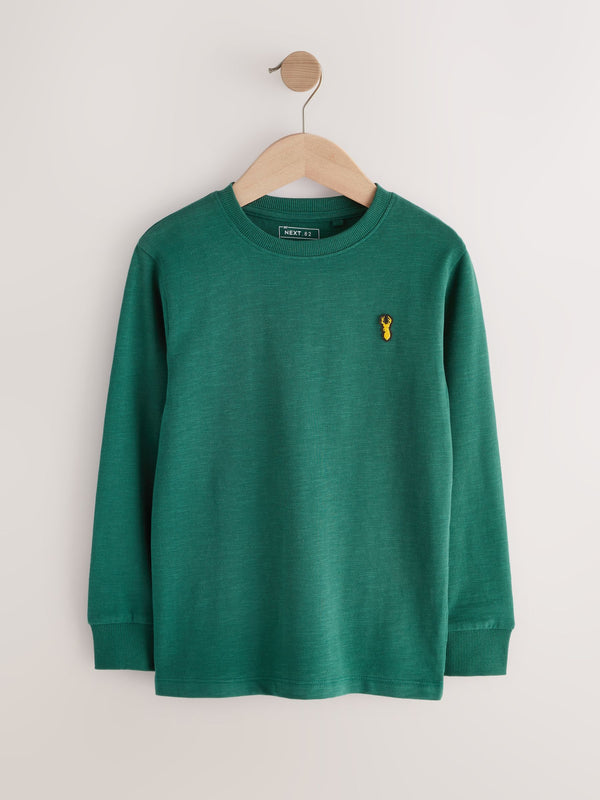 Forest Green Long Sleeve Cosy Stag T-Shirt (3-16yrs)