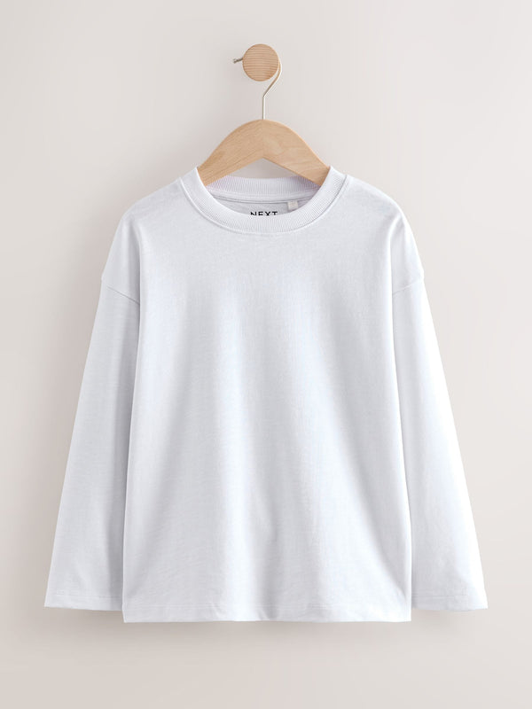 White Relaxed Fit Long Sleeve Cosy T-Shirt (3-16yrs)