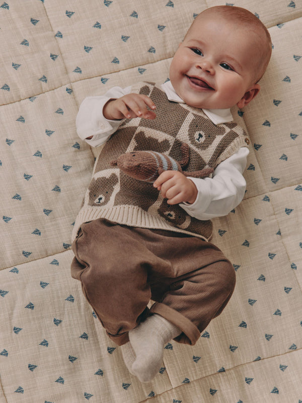 Neutral Bear Knitted Vest Shirt and Trouser Baby Set (0mths-2yrs)