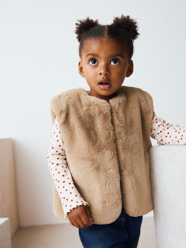 Toffee Brown Faux Fur Gilet (3mths-7yrs)