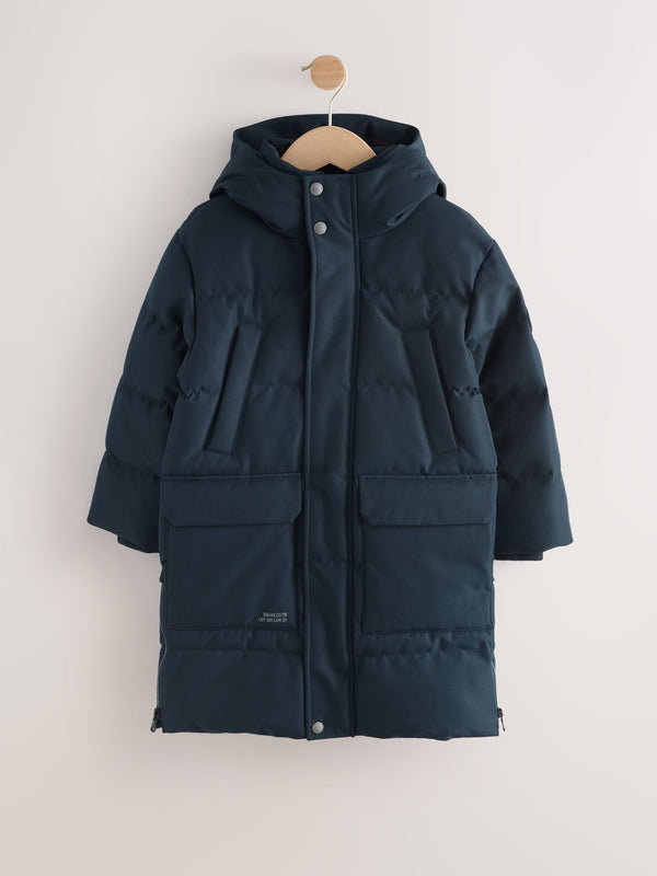 Navy Blue Longline Padded Parka Coat (3-16yrs)