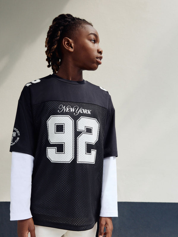 Black/White Varsity Short and Long Sleeve T-Shirt 2 Piece Set (3-16yrs)