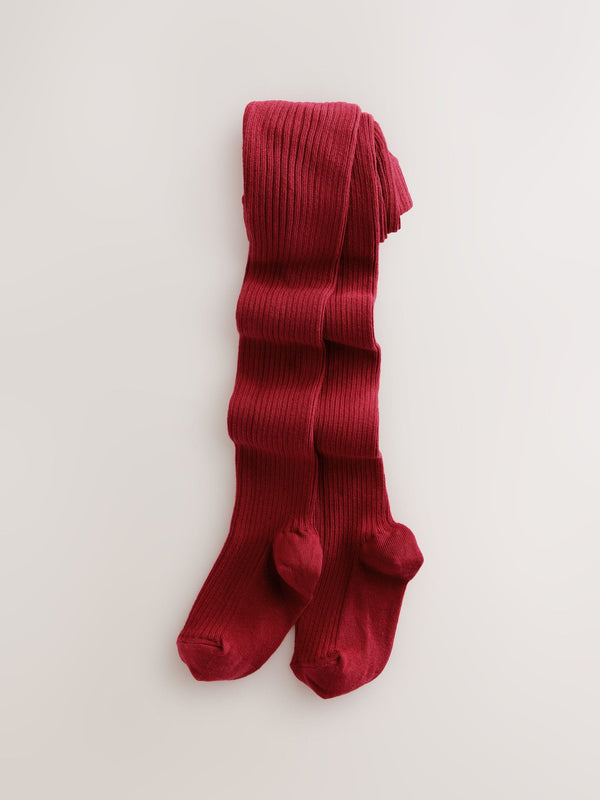 Red Cotton Rich Rib Tights