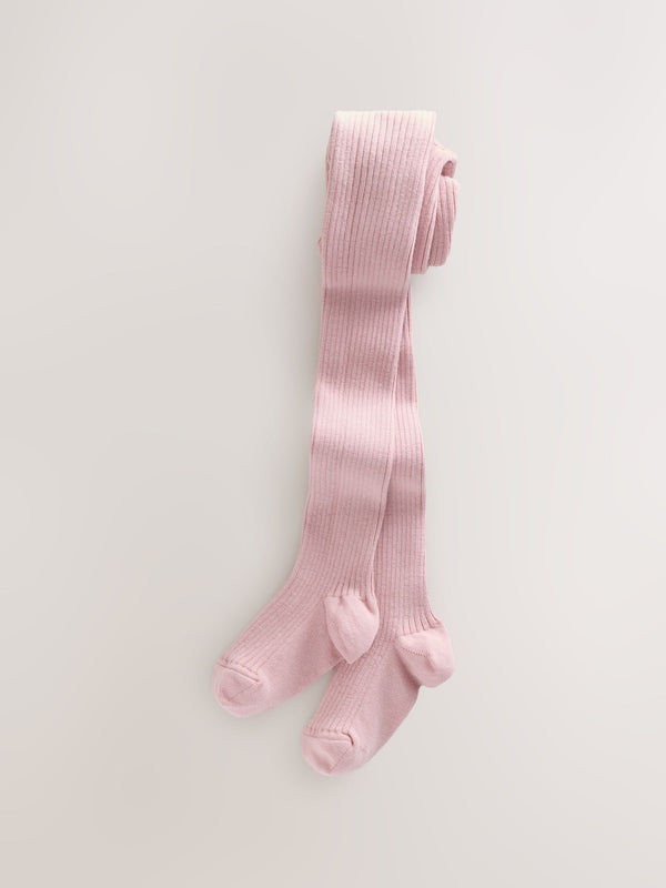Pink Cotton Rich Rib Tights