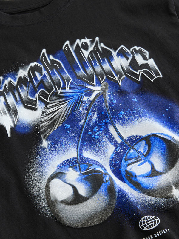 Black/Blue Fresh Vibes Relaxed Fit Short Sleeve Graphic Print T-Shirt (3-16yrs)